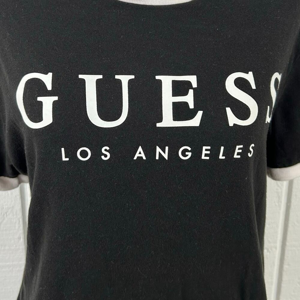 Guess Los Angeles Logo Tee Ringer T Shirt Y2K Streetwear Women Small - Picture 2 of 6